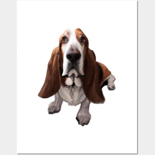 Cute Basset Hound Drawing Posters and Art